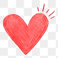 Red heart png sticker, cute Valentine's doodle on transparent background
