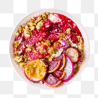 Png breakfast fruit bowl sticker, healthy food photography, transparent background