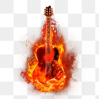 Flaming guitar png, music clipart, grunge aesthetic