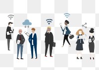 Business people png clipart, global connection concept