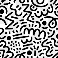 Png seamless Memphis pattern, minimal black design, transparent background