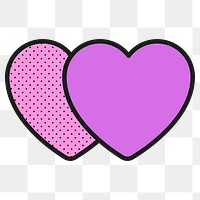 Two hearts png sticker, funky design, transparent background