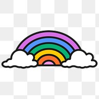 Cute rainbow png sticker, funky design, transparent background