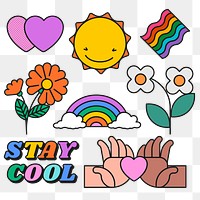 Summer kidcore png stickers, transparent background set