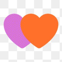 Two hearts png sticker, funky design, transparent background