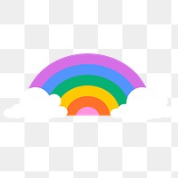 Rainbow png sticker, funky design, transparent background