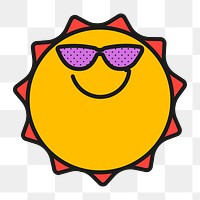 Funky sun png sticker, summer design, transparent background