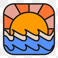 Sunset png sticker, funky summer design, transparent background