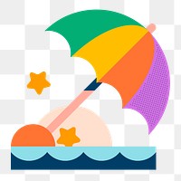 Beach umbrella png sticker, funky summer design, transparent background