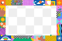 Funky png frame, cool colorful border, transparent background