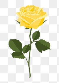 Colorful rose png sticker, yellow flower, aesthetic design