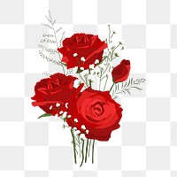 Rose bouquet png sticker, red flower, Valentine's celebration