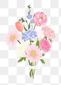 Pink flower png bouquet clipart, Valentine's gift on transparent background