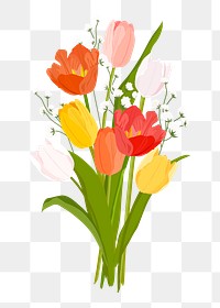 Tulip flower png bouquet clipart, Valentine's gift on transparent background