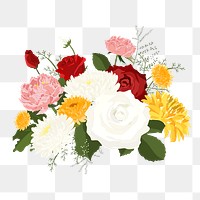 Wedding flowers png clipart, table centerpiece illustration on transparent background