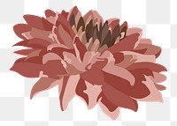 Chrysanthemum flower png sticker, pink earth tone illustration