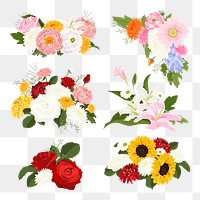 Flower centerpiece png clipart, wedding decoration set on transparent background