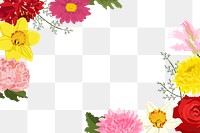 Aesthetic flowers png border frame, transparent background