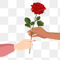 Hand giving rose png clipart, Valentine's day celebration on transparent background