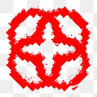 Abstract star png sticker, red cyberpunk design