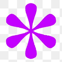 Funky asterisk png sticker, purple abstract shape on transparent background