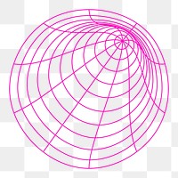 Wireframe shape png sticker, pink grid pattern, retro futurism design