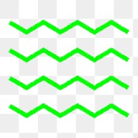 Zig-zag line png sticker, green abstract retro design