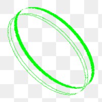 Overlapping circle png sticker, neon green shape on transparent background