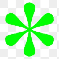 Funky asterisk png sticker, green abstract shape on transparent background