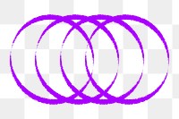 Overlapping circles png sticker, purple geometric shape in cyberpunk design