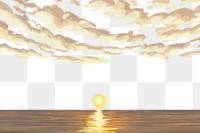 Png sunset border background, aesthetic nature design, transparent background