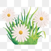 Aesthetic landscape png sticker, simple flower design, transparent background
