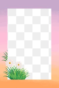 Floral png frame background, minimal Daisy flower design, transparent background