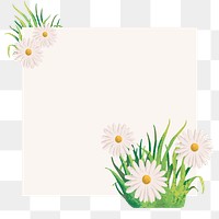 Floral png frame background, minimal Daisy flower design, transparent background