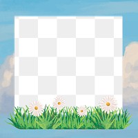 Daisy flower png frame background, simple nature design, transparent background