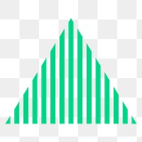 Striped triangle png sticker, green abstract shape on transparent background