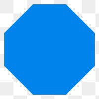 Octagon badge png sticker, blue shape, flat geometric design