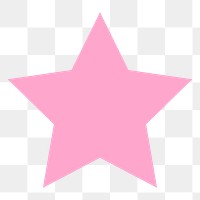 Pink star png sticker, flat shape on transparent background