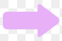 Pink arrow png sticker, pointing right, flat graphic on transparent background