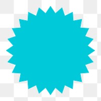 Blue starburst badge png sticker, geometric shape on transparent background