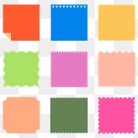 Note paper png sticker, colorful square shapes set