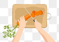 Chef cutting carrot png sticker, transparent background