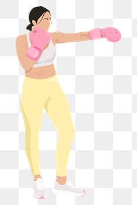 Female boxer png sticker, realistic illustration