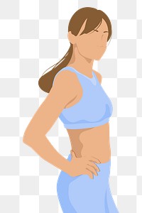 Fitness woman png sticker, aesthetic illustration, transparent background