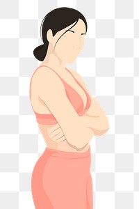 Fitness woman png sticker, aesthetic illustration, transparent background