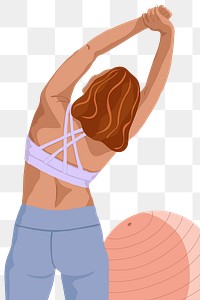 Woman stretching png sticker, transparent background