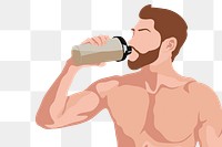 PNG man drinking protein shake sticker, transparent background 