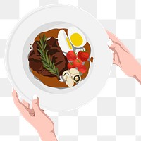 Steak dinner png sticker, realistic illustration