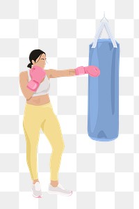 Female boxer png sticker, realistic illustration