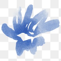 Blue abstract flower png sticker, watercolor design, transparent background